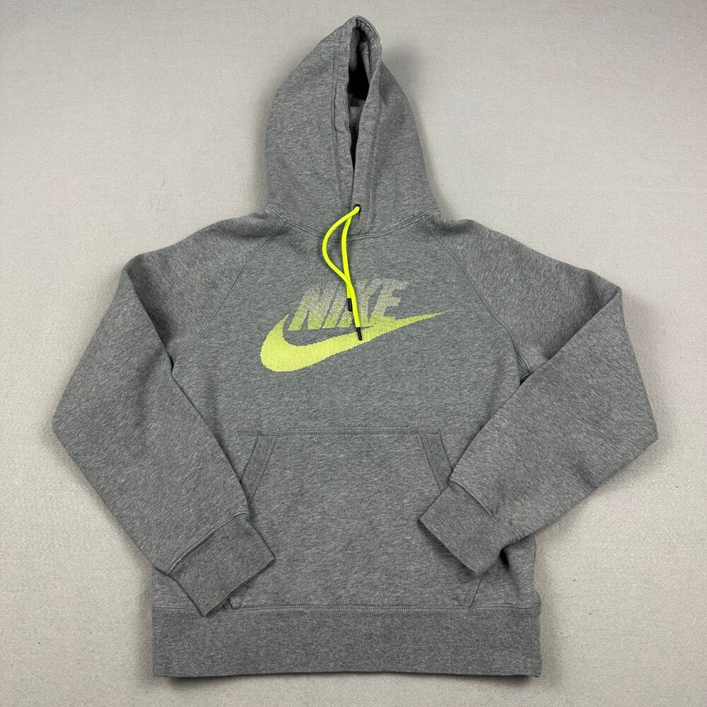 Nike Hoodie Men Small Gray Futura Neon Logo Sweatshirt Pullover Pockets S